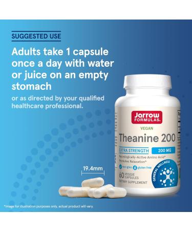 Jarrow Formulas Theanine 200 mg - 60 Veggie Caps for Stress Relief & Relaxation - Buy Online on GoSupps.com