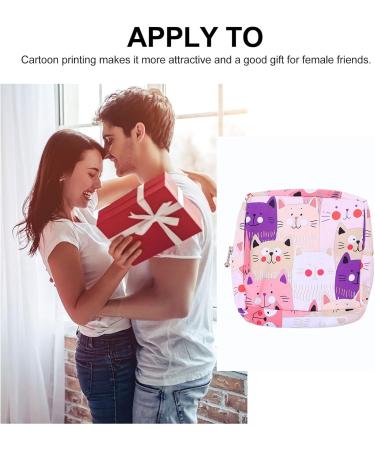 Cat Design Sanitary Napkin Storage Bag with Zipper - Multifunctional Holder for Teen Girls and Women (Assorted Color) - Buy Online on GoSupps.com