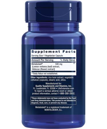 Life Extension Body Trim & Appetite Control Supplement - Lemon Verbena & Hibiscus Extract - Healthy Weight Loss Support - 30 Capsules | Gluten-Free, Non-GMO, Vegetarian - Buy Online on GoSupps.com