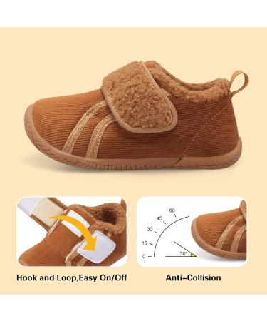 JOINFREE Baby Girl First Walking Shoes Anti-Slip Plush Boys Slipper Cozy Toddlers 7.5/8 UK Brown - Buy Online on GoSupps.com