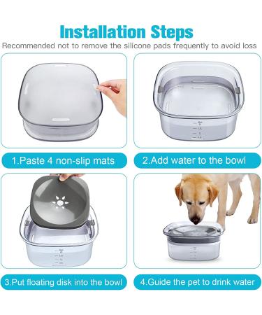 UPSKY 70oz No Spill Dog Water Bowl - Large Capacity Slow Feeder & Transparent Dispenser for Dogs and Cats - Travel-Friendly Design - Grey - Buy Online on GoSupps.com