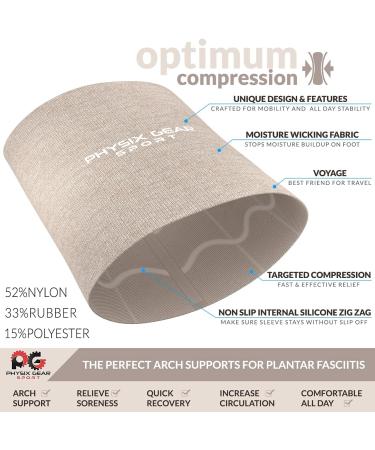 Physix Gear Sport Compression Socks for Plantar Fasciitis & Foot Vault Support - Beige Size S (1 Pair) - Optimal Orthopedic Solution - Buy Online on GoSupps.com