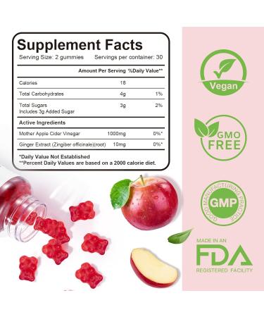 Rsgrt Apple Cider Vinegar Gummies with Vitamin B12 & Folic Acid | 60 Vegan Gummies for Weight Management | High-Strength ACV for Men & Women - Buy Online on GoSupps.com