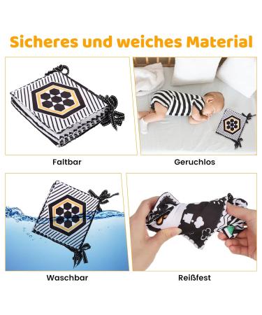 Shop Soft Black & White Contrast Fabric Book - Alphanumeric Graphics for Babies & Toddlers | Early Learning Toys 0+ Months - Buy Online on GoSupps.com