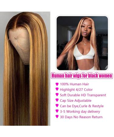 Dixtefo Highlight HD Transparent Lace Front Wig 16 | 9A Brazilian Straight + T-Part Closure | Pre Plucked 150% Density | Human Hair for Black Women - Buy Online on GoSupps.com