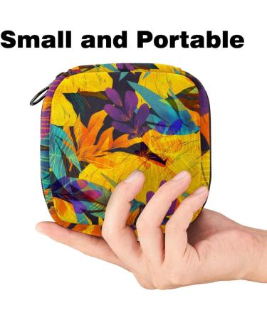 Javenproeqt Portable Women's Binding Bags - Menstrual Cup & Insert Bags for Teen Girls | Tropical Yellow Leaf Design - Buy Online on GoSupps.com