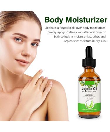 AIQIUSHA Organic Jojoba Oil 60ML - 100% Pure Cold Pressed Carrier Oil for Skin Hair Growth Frizz Control & DIY Beauty - Buy Online on GoSupps.com