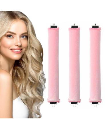 3 Pcs Overnight Blowout Overnight Blowout Rods Heatless Curlers Headband for Women Girls Overnight Curls Headband for Long & Medium Hair Sleep (Pink)