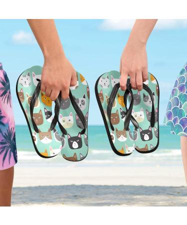 Mnsruu Cute Cat Faces Flip Flops & Sandals | Animal Slippers for Men & Women - Perfect for Home Spa & Travel - Buy Online on GoSupps.com