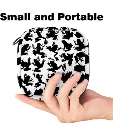 Black Silhouette Tree Frogs Women's Binding Pocket Menstruation Pad Bag - Portable Menstrual Cup Pocket with Zipper for Teens & Women - Buy Online on GoSupps.com
