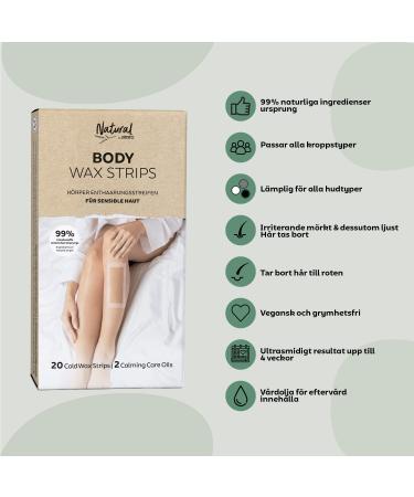Andmetics Natural Body Cold Wax Strips | 99% Natural Ingredients | Polyethylene & Paraffin Free | Smooth Skin Up to 4 Weeks | Suitable for All Skin Types - Buy Online on GoSupps.com