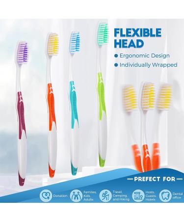 Disposable Individually Wrapped Toothbrush Bulk Pack - 24 Multi Color Toothbrushes for Hotels, Charity, Homeless, Adults & Kids - Buy Online on GoSupps.com
