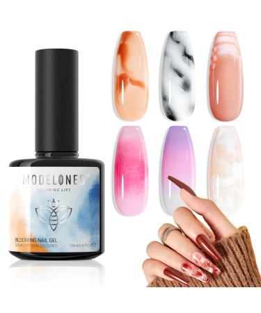 modelones Blooming Gel Nail Polish 15 ml Clear Marble Nail Design Kit Nail Art Accessories for Spreading Effects Floral Print Watercolor Design