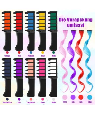 10 Pcs Hair Chalk Comb Set - Temporary Color for Kids | Washable Hair Chalk for Cosplay Carnival Halloween & Birthdays (10 Colors + 4 Tigs) - Buy Online on GoSupps.com