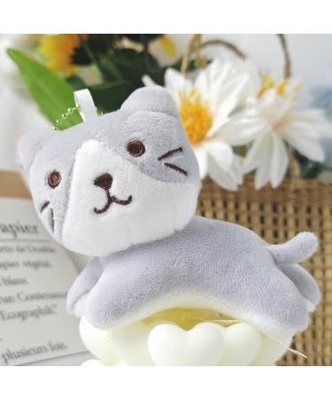 Shop Kawaii Cat Plush Key Pendant - Cute Cartoon Mini Cat Keychain Soft Plush Figure Toys in Light Gray & White - Buy Online on GoSupps.com