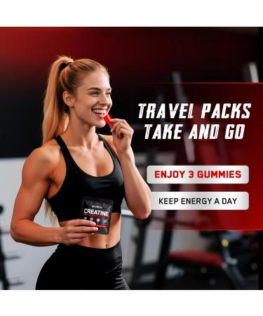 Creatine Monohydrate Gummies for Men & Women, Sugar-Free Vegan Chewable travel creatine packets(8g Per Packet) with Taurine for Muscle, Energy, Focus Support, Pre Workout Nutrition Supplements,120 Ct Mixedberry-B - Buy Online on GoSupps.com