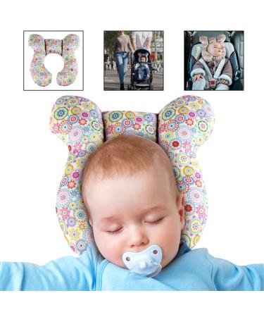 Gudong Baby Travel pillows Car car seat soft head and neck support pillow baby travel neck pillow suitable for babies 0-1 years old (flower)