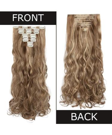 Ash & Dark Blond Ombre Clip-In Hair Extensions - 24 inch Curly Hairpiece (8 Pieces, 18 Clips) - Buy Online on GoSupps.com