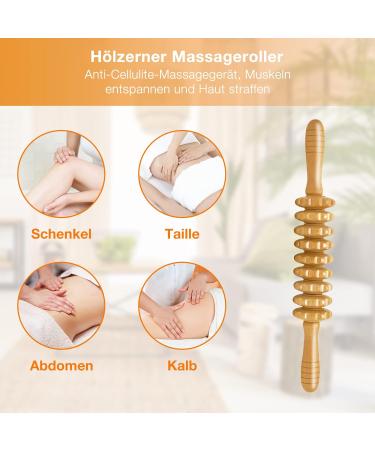 4-Piece Maderotherapy Set - Anti-Cellulite Wood Massage Rollers & Gua Sha for Pain Relief Lymphatic Drainage & Relaxation - Buy Online on GoSupps.com