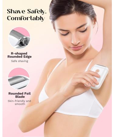 Wavytalk Electric Shaver for Women - USB Rechargeable Bikini Trimmer & Razor for Legs Underarm & Sensitive Areas - Cordless with Detachable Head & LED Lights (White - Buy Online on GoSupps.com