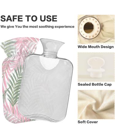 NAANLE Pink Palm Leaf Hot Water Bottle - 1L Heat Bottle for Menstrual Cramps & Pain Relief | Ideal for Hand & Foot Heat Therapy - Buy Online on GoSupps.com