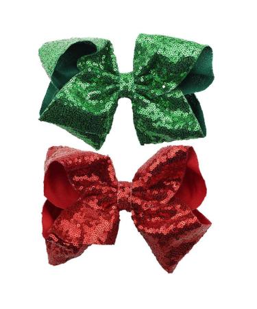 Tossens Party Hair Bows Clips 2 pieces Big BLINGLING GLINGER GLITTER BACKLETTEN KAFT Ribbon Bowknot Hair needles for St. Patrick's Day