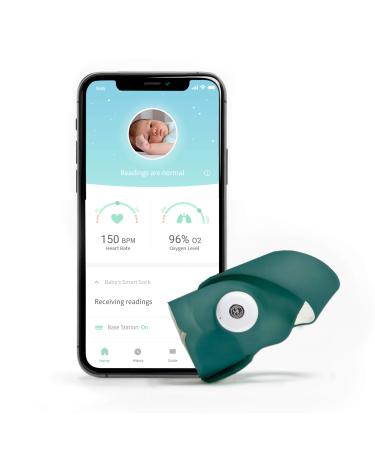 Owlet Smart Sock 3 - Baby Monitor - Track Heart Rate Oxygen and Sleep Trends (0-18 Months) - Deep Sea Green