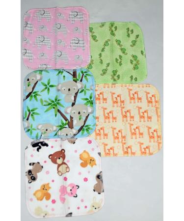 Set of 5 Wildlife Babies 1 Ply Printed Flannel 8x8 Inches Little Wipes - Buy Online on GoSupps.com