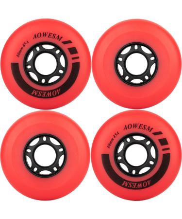 AOWESM Inline Skate WheeIs 85a Outdoor Inline Roller Hockey Skates Replacement Wheels for Adjustable Blades Roller Skates, 72mm/76mm/80mm Sizes, Black/Blue/Red Colors, 4-Pack Red 76mm