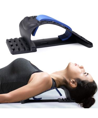 Neck Stretcher for Neck Pain Relief, Upper Back and Shoulder Relaxer for Muscle Relax and Spine Alignment, Cervical Traction Device Adjustable 4 Level Blue