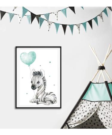 ArtPin Children's Room Decoration: Mint Green Gray Safari Jungle Animal Poster for Boys and Girls - Buy Online on GoSupps.com