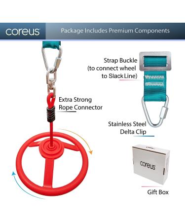 Ninja Wheel Obstacle for Kids - Hanging Monkey Wheel for Warrior Course with Swivel Slackline Spinner Attachment - Buy Online on GoSupps.com