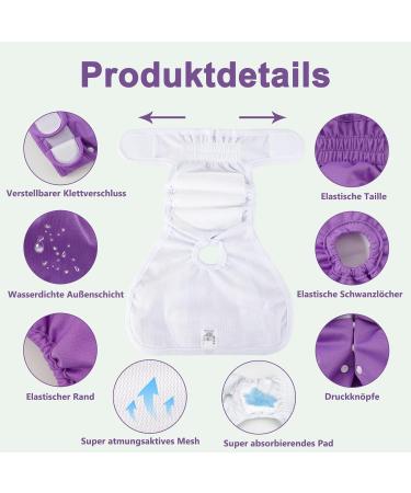 Demigreat High-Suction Folter Trousers for Bitches 3-Piece Adjustable Dog Diapers in Purple XS - Buy Online on GoSupps.com