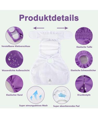 Demigreat Heat Pants for Bitches - 3-Piece Adjustable Purple Dog Diapers for Women - High-Suction Bandages (Size M) - Buy Online on GoSupps.com