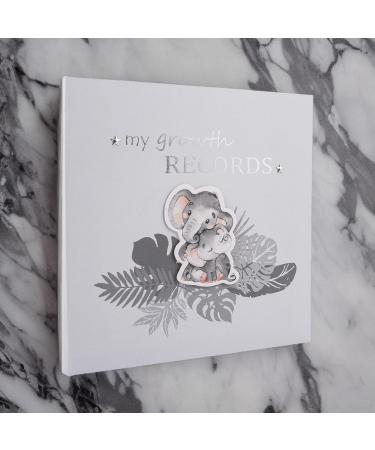 Grey Elephant Themed Baby Growth Records Book | Personalize First Adventures, First Haircut, First Christmas | 32 Page Keepsake Album - Buy Online on GoSupps.com
