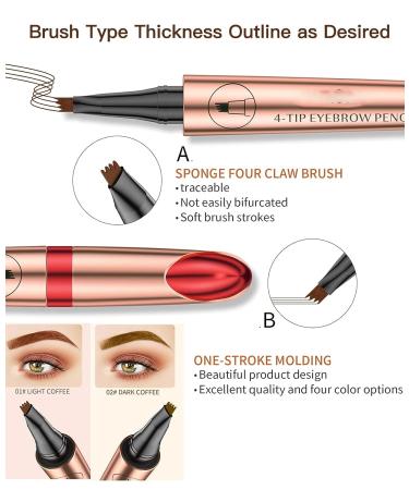 Natural Looking Eyebrow Pencil Microblading Pen - Long-Lasting & Waterproof - 4 Point Eyebrow Pen for Eye Makeup - Portable Microblading Eyebrow Hair in 1 Light Brown - Buy Online on GoSupps.com