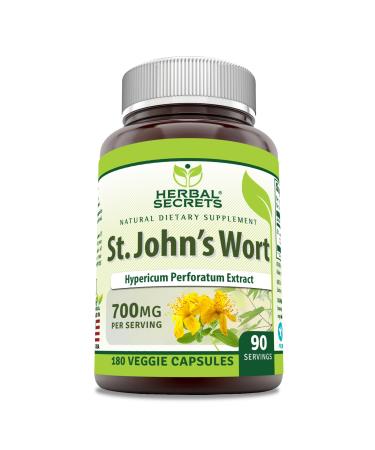 Herbal Secrets St. John's Wort 700 Mg | Vegetarian Capsules Supplement | Non-GMO | Gluten-Free | Made in USA (1 Pack | 180 Count)
