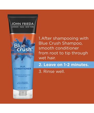 John Frieda Blue Crush Conditioner for Brunettes 8.3oz Moisturizing Formula for Color Treated & Natural Hair - Buy Online on GoSupps.com