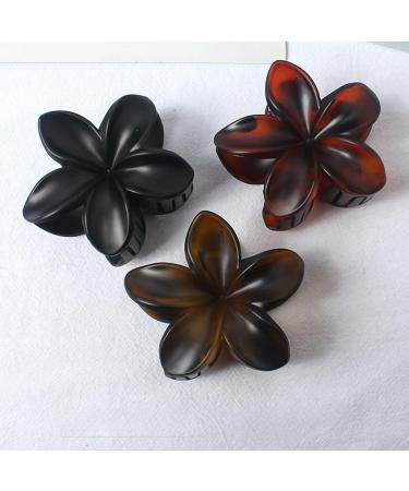 YPKIA 3-Piece Black Tortoise Flower Hair Clip Set - Retro Medium-Sized Accessories for Thick & Thin Hair - Buy Online on GoSupps.com