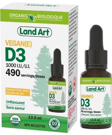 Certified Organic VEGAN Plant-Based Vitamin D3 Drops - 1000IU per drop - 490 Servings - Unflavoured - DUO PACK 2X 13.5ml - Immune System Support - Made in Canada 13.5 ml (Pack of 2) - Buy Online on GoSupps.com