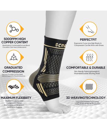Ankle Support Brace - Copper Compression Bandage for Plantar Fasciitis & Achilles Pain Relief | 2 Pieces Ideal for Running & Sports - Buy Online on GoSupps.com