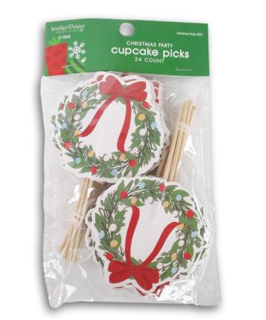 Christmas Wreath Cupcake Decor - Decorate 24 Cupcakes with Christmas Picks!