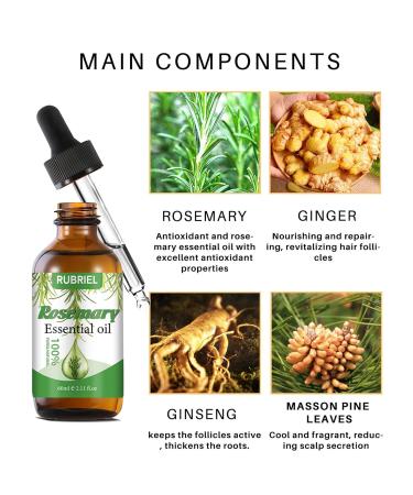2stk Rosemary Oil for Hair Growth - Natural Hair Growth Oil for Men & Women Nourishes Scalp & Reduces Hair Loss - 60ml - Buy Online on GoSupps.com
