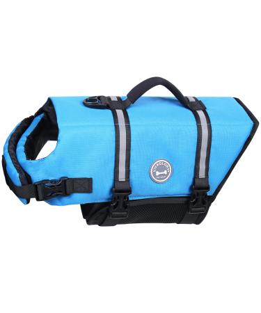 Vivaglory Ripstop Dog Life Vest, Reflective & Adjustable Life Jacket for Dogs with Rescue Handle for Swimming & Boating, Blue, L L (Pack of 1) Blue