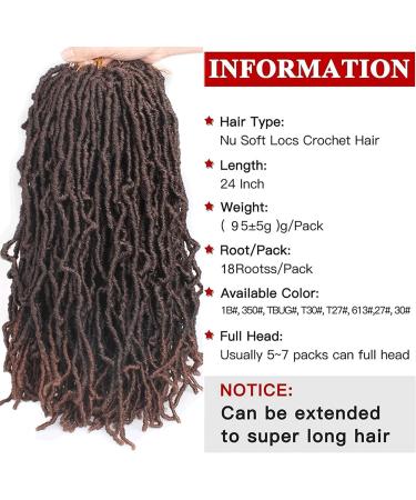 Xtrend 7 Packs 24 Inch Pre-Looped Nu Faux Locs Crochet Braids Hair Extensions Wavy Goddess Faux Locs Ombre Synthetic Braiding Hair Wavy Gpysy Soft Locs Crochet Hair 18strands/pack 1B/30# 24 Inch (Pack of 7) T30# - Buy Online on GoSupps.com