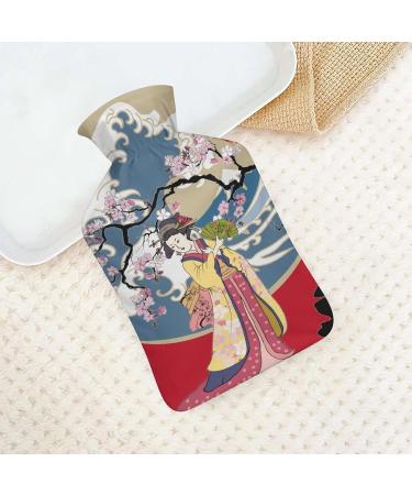 Japanese Wave Heat Bottle with Lid - Cherry Blossom Hot Water Sac for Pain Relief Cramps & Foot Warmers - Buy Online on GoSupps.com