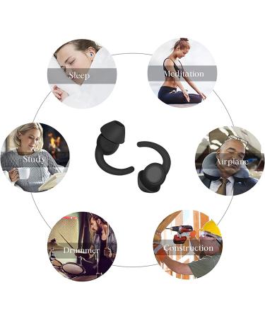 Soft Silicone Reusable Noise Cancelling Ear Plugs for Sleeping - 2 Pairs Black - Buy Online on GoSupps.com