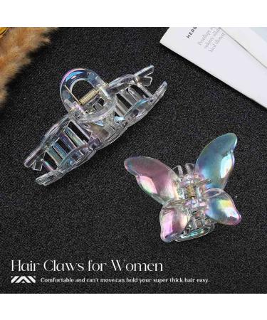 Sparkly Acrylic Butterfly Hair Claw Clips for Women - Pack of 2 | Non-slip Hair Accessories for Thick Hair - Buy Online on GoSupps.com