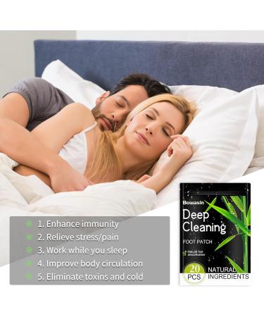 Detox Foot Patches 20 Pcs - Natural Foot Pads for Deep Cleansing - Stress Relief & Sleep Aid - Enhance Blood Circulation - Bamboo Material - Buy Online on GoSupps.com