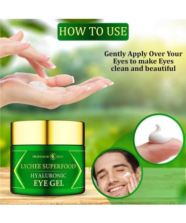 Professor Eco Lychee Superfood Hyaluronic Eye Gel 2oz - Firms Eye Bags, Rejuvenates & Hydrates Skin - Buy Online on GoSupps.com